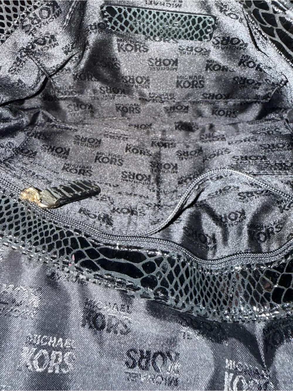Michael Kors Fulton Small Flap Shoulder Bag – Black Python-Emossed Leather